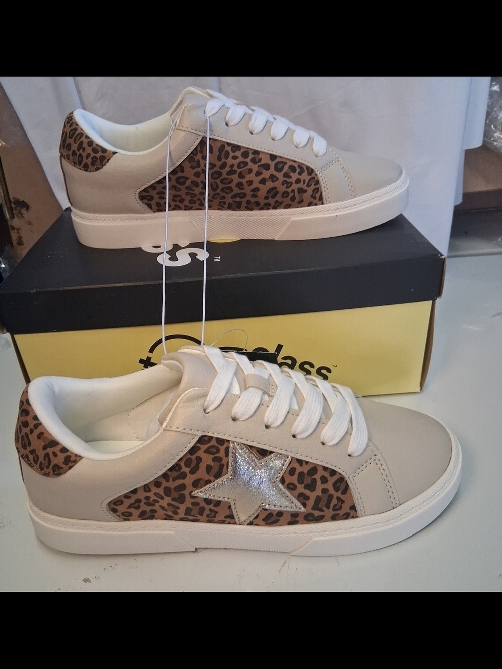 Beige Leopard Print Casual Sneakers with Silver Star ART CLASS